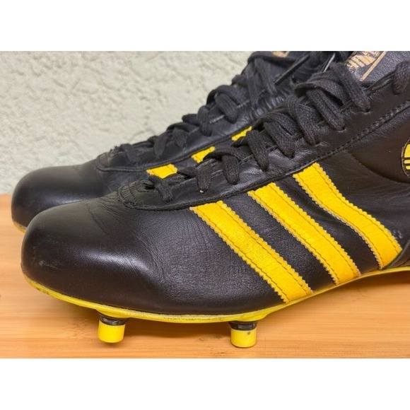 Size 8 - Vintage Adidas Beckenbauer Super Football (Soccer) Cleats Black Yellow - Picture 7 of 13